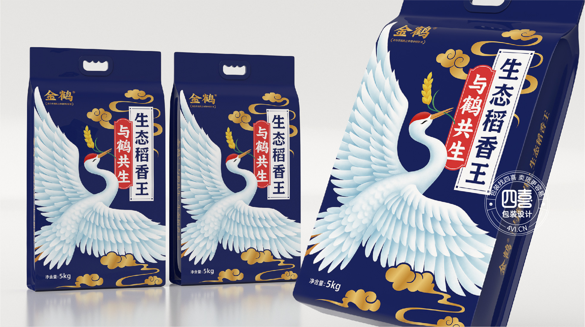 四喜亮點包裝設(shè)計的金鶴大米包裝在抖音米面糧油類目銷量第一(圖4)