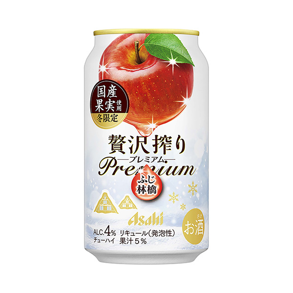 包裝設(shè)計(jì)欣賞朝日奢侈榨取高級(jí)＜冬季限定國(guó)產(chǎn)富士蘋(píng)果＞ (朝日啤酒) (圖1)